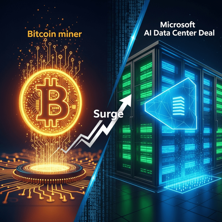 Bitcoin Miner Stock Soars 67% on $9.7B Microsoft AI Data Center Deal Bitcoin Miner Stock Soars 67% on $9.7B Microsoft AI Data Center Deal