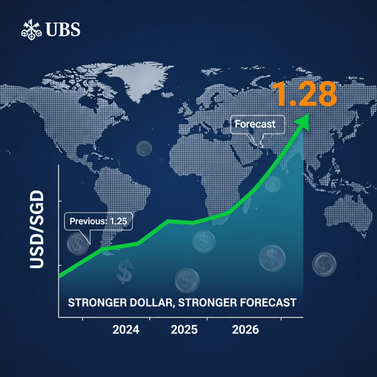 UBS Raises USD/SGD Forecasts to 1.28 Through 2026 on Revised USD Outlook